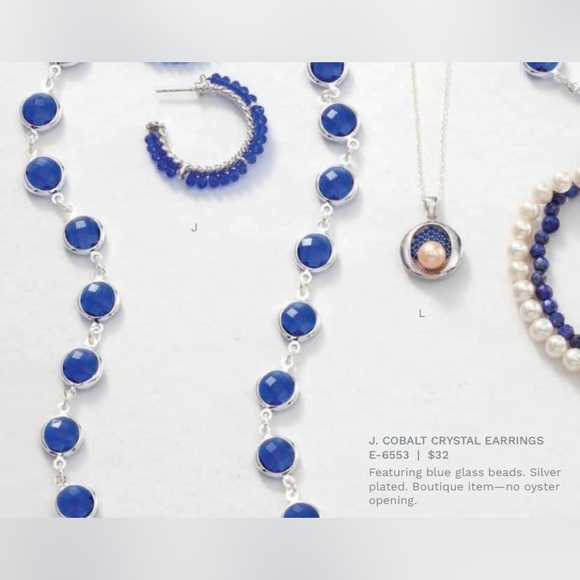 Vantel Pearls Cobalt Crystal Earrings E6553 - Picture 2 of 3